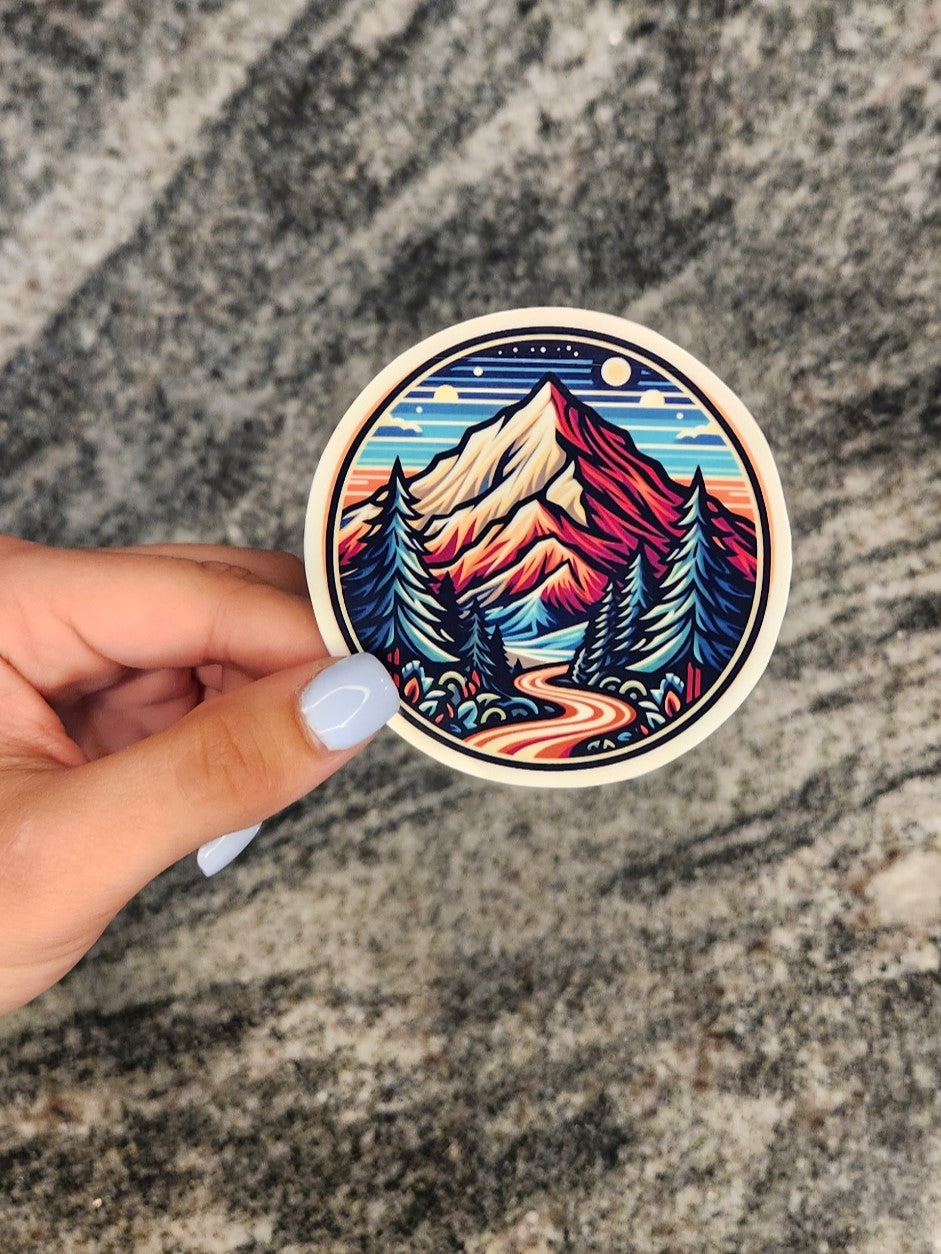 Trail into the Mountains, WATERPROOF VINYL STICKER