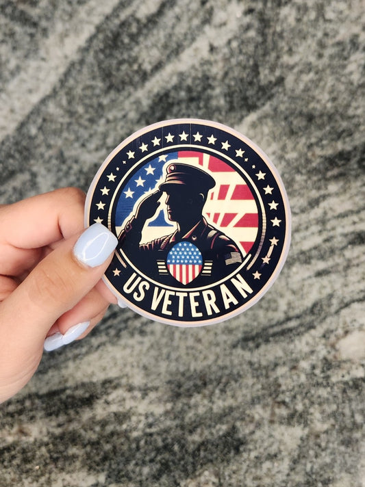 US VETERAN SOLDIER, WATERPROOF VINYL STICKER