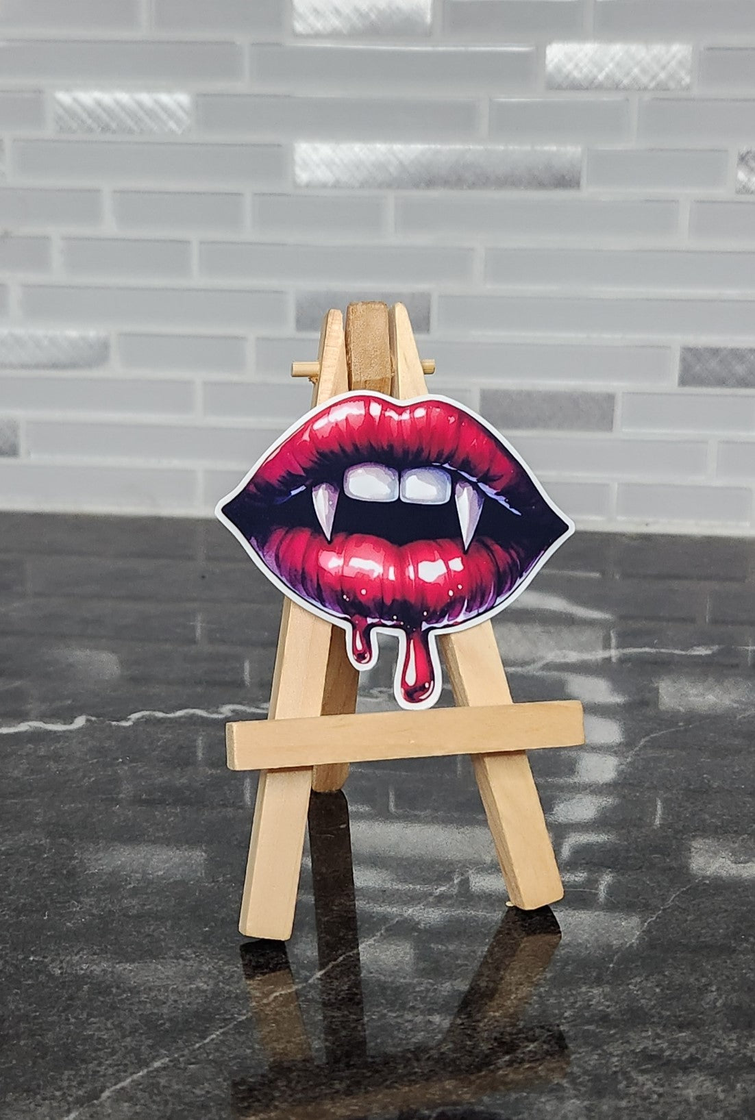 Vampire lips, WATERPROOF VINYL STICKER