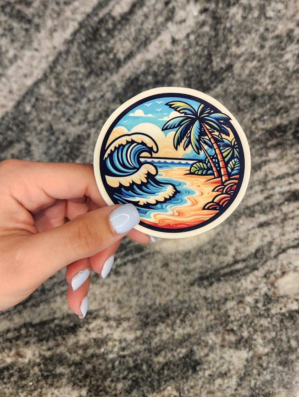 BEACH WAVE, WATERPROOF VINYL STICKER